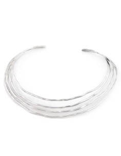 925 Sterling Silver Wavy Lines Rigid Necklace