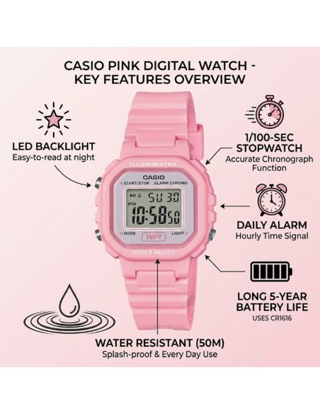 Casio Timeless Collection LA-20WH-4A1EF Women's Pink Resin Digital Wristwatch