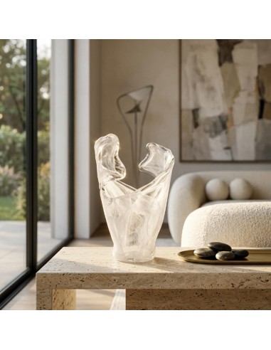 Vaso in Vetro di Murano Bianco Onda 