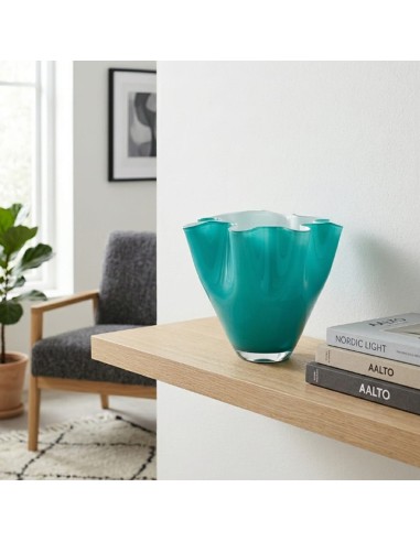 ONLYLUX Blaue Blasenglas-Geodenvase OL03165