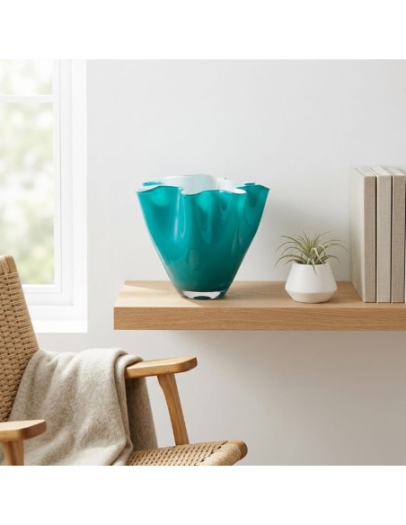 Wave Übertopfvase aus Mundgeblasenem Glas in Baltikumgrün OL02495 ONLYLUX
