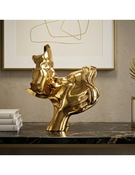 The Faces of Love Sculpture in Gold Plated Resin 