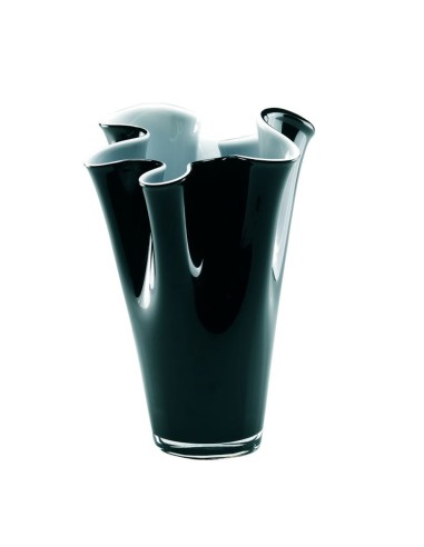 Wave Vase in Black Blown Glass OL00332 ONLYLUX