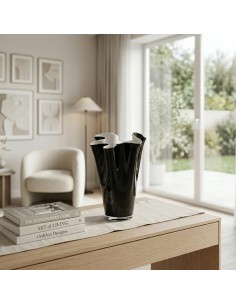 Wave Vase in Black Blown Glass OL00332 ONLYLUX 2