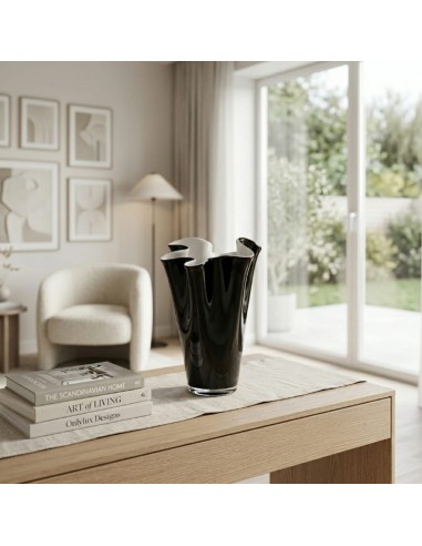 Wave Vase in Black Blown Glass OL00332 ONLYLUX