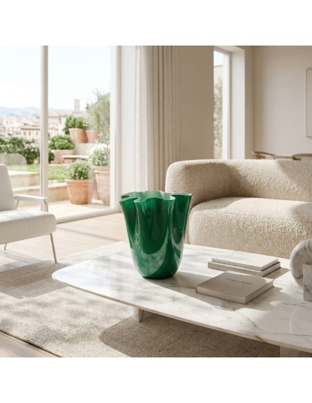 Vaso Wave in Vetro Soffiato Verde Opale OL03096 ONLYLUX