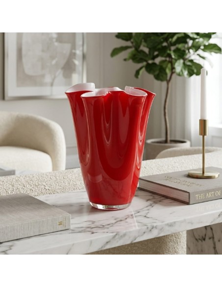 Vaso Wave in Vetro Soffiato Rosso OL00865 ONLYLUX