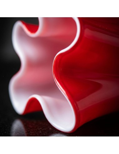 Wellenvase Rotem Mundgeblasenem Glas OL00865...
