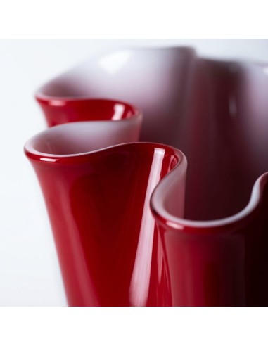 Wellenvase Rotem Mundgeblasenem Glas OL00865...