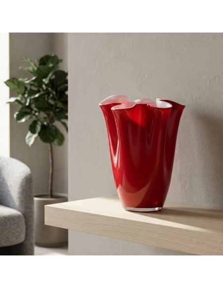 Vaso Wave in Vetro Soffiato Rosso OL00865 ONLYLUX