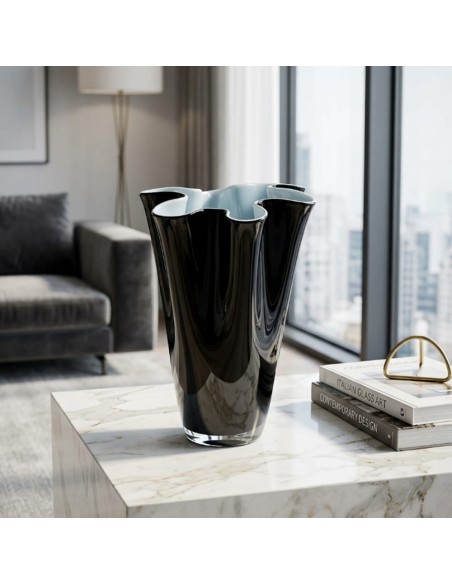 Vaso Wave in Vetro Soffiato Nero OL00230 ONLYLUX