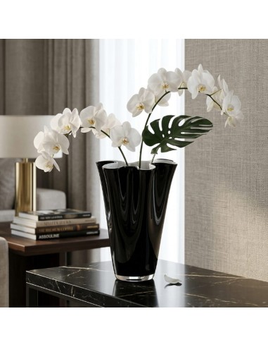 Wave Vase in Black Blown Glass OL00230 ONLYLUX