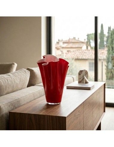 Wave Opal Vase in Red Blown Glass OL00864 ONLYLUX
