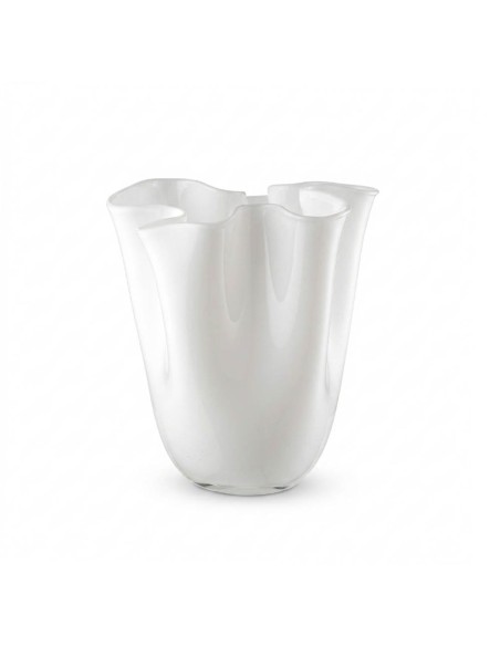 Vaso Wave Opale in Vetro Soffiato Bianco H. 22 OL03183 ONLYLUX