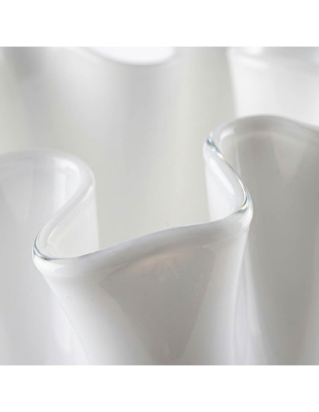 Wave Opal Vase in White Blown Glass H. 22 OL03183 ONLYLUX