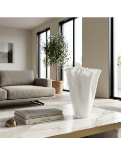 Wave Opal Vase in White Blown Glass H. 38 OL00227 ONLYLUX 2