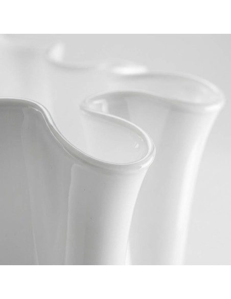 Opalvase Wave aus Weißem Mundgeblasenem Glas, Höhe 38 cm OL00227, ONLYLUX