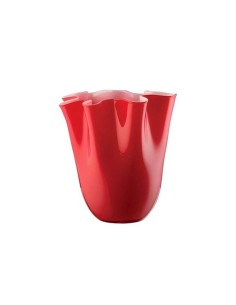 Opalvase Wave aus Rotem Mundgeblasenem Glas Höhe 24 cm...