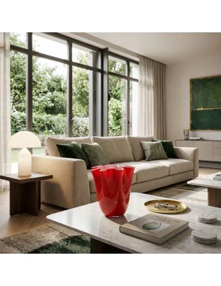 Vaso Wave Opale in Vetro Soffiato Rosso H. 24 OL03186 ONLYLUX