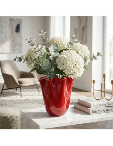 Wave Opal Vase in Red Blown Glass H. 24 OL03186...