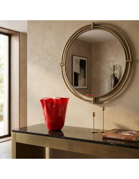 Wave Opal Vase in Red Blown Glass H. 24 OL03186 ONLYLUX