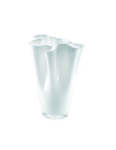 Opalvase Wave aus Weißem Mundgeblasenem Glas Höhe 27 cm...