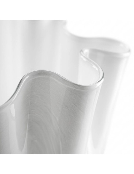 Opalvase Wave aus Weißem Mundgeblasenem Glas Höhe 27 cm OL0228, ONLYLUX