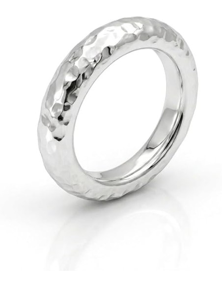 Hammered 925 Sterling Silver Ring 