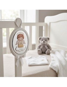 Personalisierbares Krippen-Musikmedaillon mit Engel 2