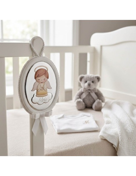 Oval Crib Musical Medallion with Angel 