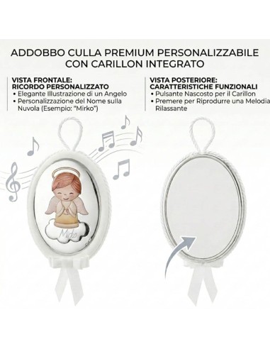 Oval Crib Musical Medallion with Angel 
