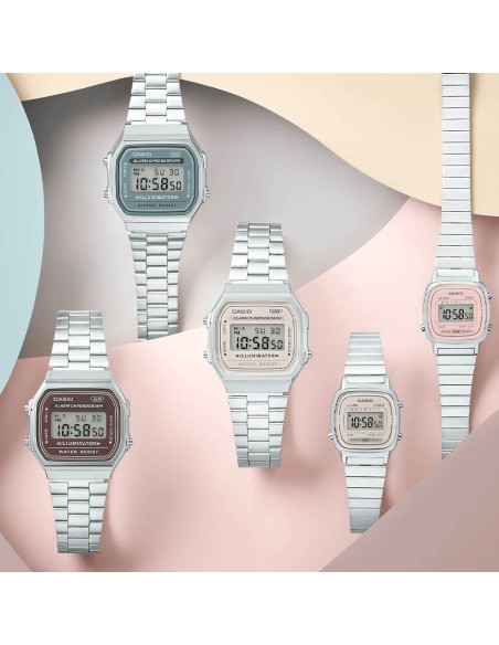  Casio Unisex-Digitalarmbanduhr, graues Zifferblatt, Vintage Collection A168WA-8YES