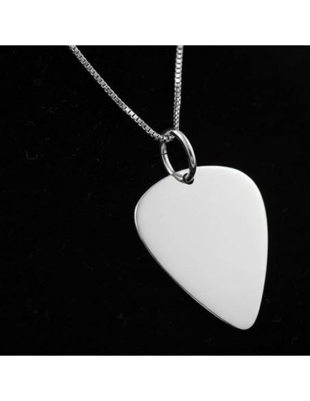 Personalisierbare Gitarrenplektrum-Anhänger-Halskette aus 925er Sterlingsilber