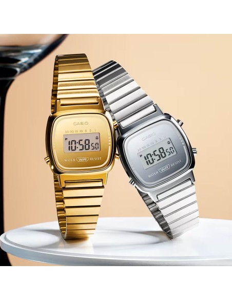 Casio Women's Mini Analog Wristwatch with Silver Steel Case and Bracelet LA670WES-7AEF