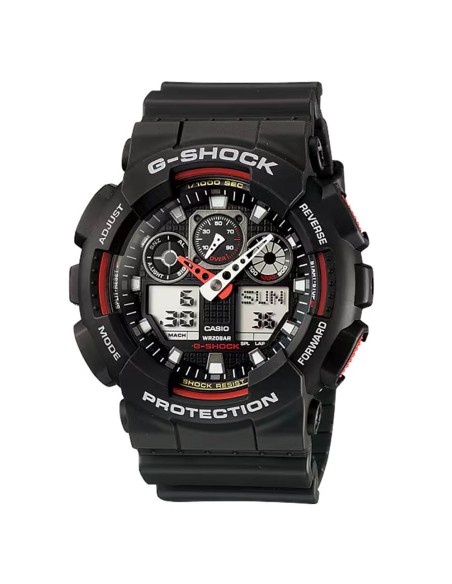Casio G-Shock Orologio da Polso Analogico Digitale da Uomo Nero e Rosso GA-100-1A4ER
