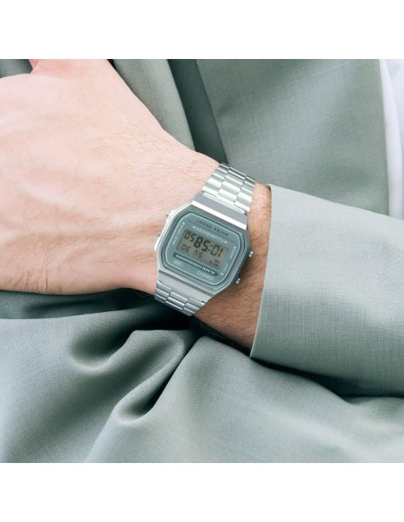 Casio Unisex Digitaluhr Hellgrünes Zifferblatt, Vintage-Kollektion A168WA-3YES