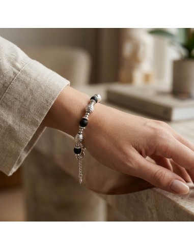 925 Sterling Silver Thai Bracelet With Black...