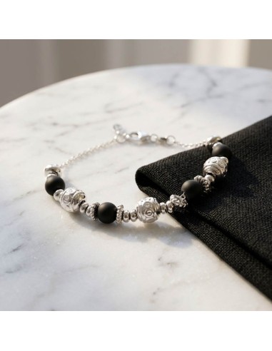 925 Sterling Silver Thai Bracelet With Black...