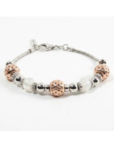 925 Sterling Silver Bracelet Rose Charms and White Stones