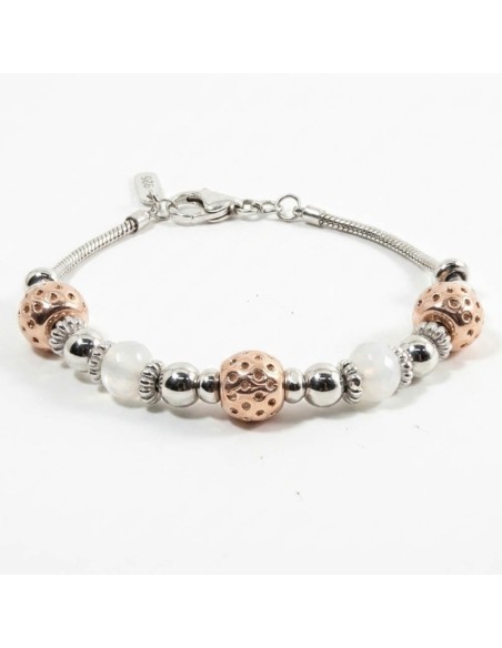 Bracciale Catena Donna in Argento 925 Rodiato con Ciondolo Doppio Cuore