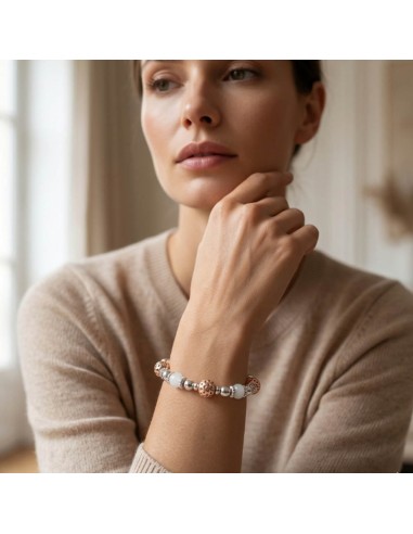 925 Sterling Silver Bracelet Rose Charms and...