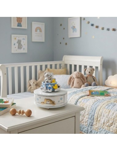 Baby Musical Box with Blue Bathing Teddy Bear