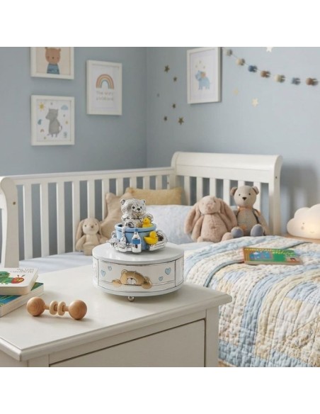 Baby Musical Box with Blue Bathing Teddy Bear