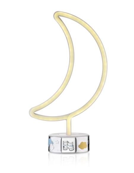 Lampada Led Luna Luce Notturna da Compagnia con Decoro Scarpine in Argento PVD