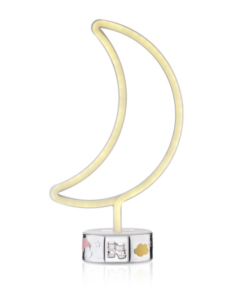 Lampada Led Luna Luce Notturna da Compagnia con Decoro Scarpine in Argento PVD