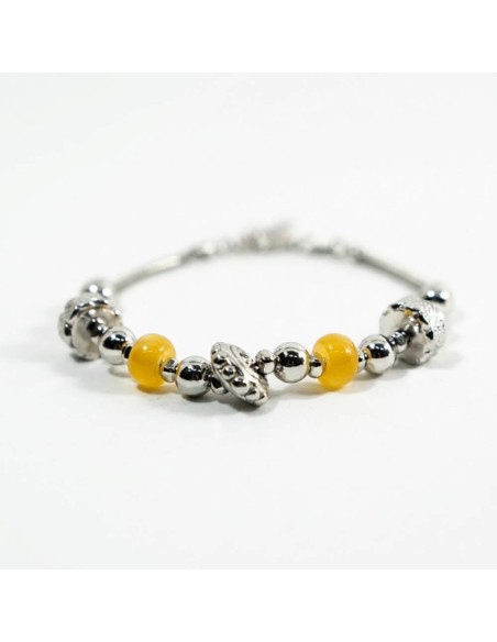 925 Sterling Silver Thai Bracelet with Yellow Stones 
