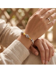 Bracciale in Argento 925 Charms Thai e Pietre Gialle  2