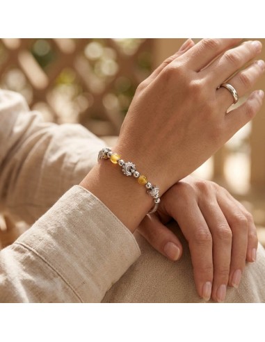 925 Sterling Silver Thai Bracelet with Yellow...