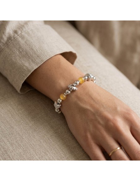 925 Sterling Silver Thai Bracelet with Yellow Stones 