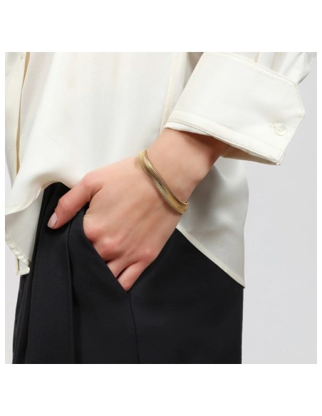 Gold Plated Sterling Silver Flat Cashmere Chain Bracelet